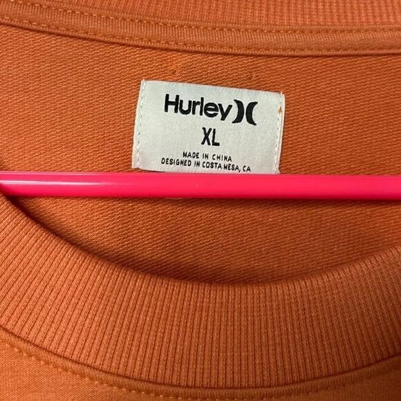 Hurley Easy Oversized Pullover Crew Neck Sweatshirt Orange Carnelian XL - Picture 4 of 6